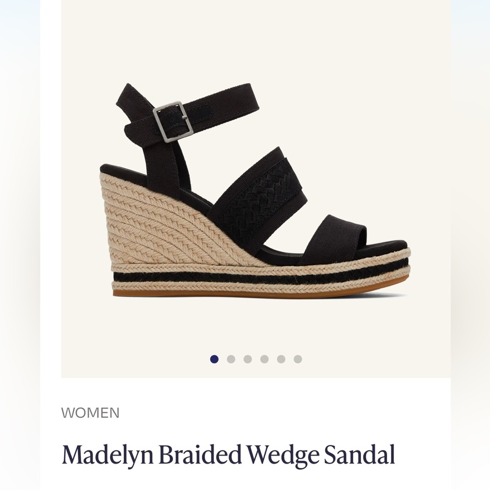 Never Worn! Toms Madelyn Braided Wedge Sandal in Black, Size 6.5